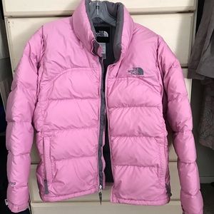 North Face 700 pink and grey puffy coat